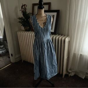 Selections by Manor House Blue Striped Denim Vintage Dress